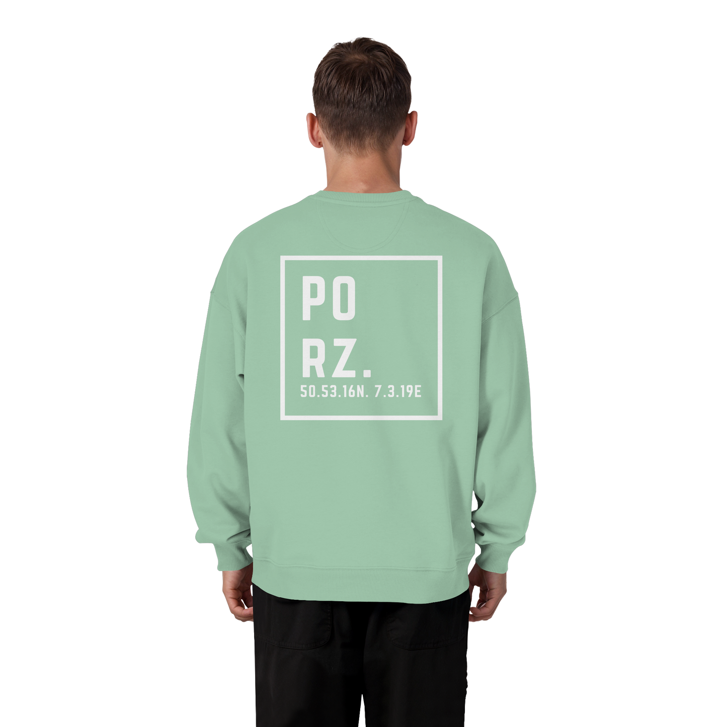 Porz Koordinaten (großer Druck Rücken) - Organic Oversize Sweatshirt