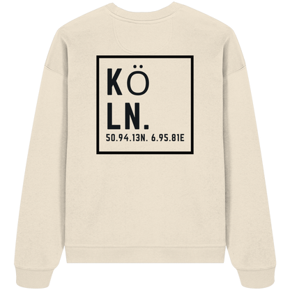 Köln Koordinaten (großer Druck auf dem Rücken) - Organic Oversize Sweatshirt