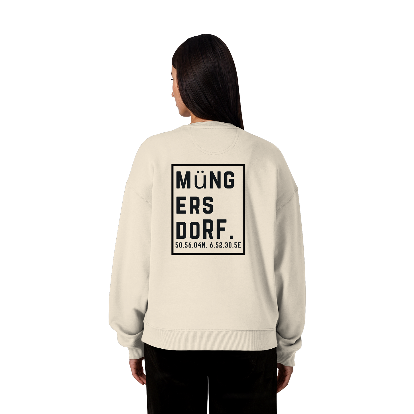 Müngersdorf Koordinaten (großer Druck auf dem Rücken) - Organic Oversize Sweatshirt