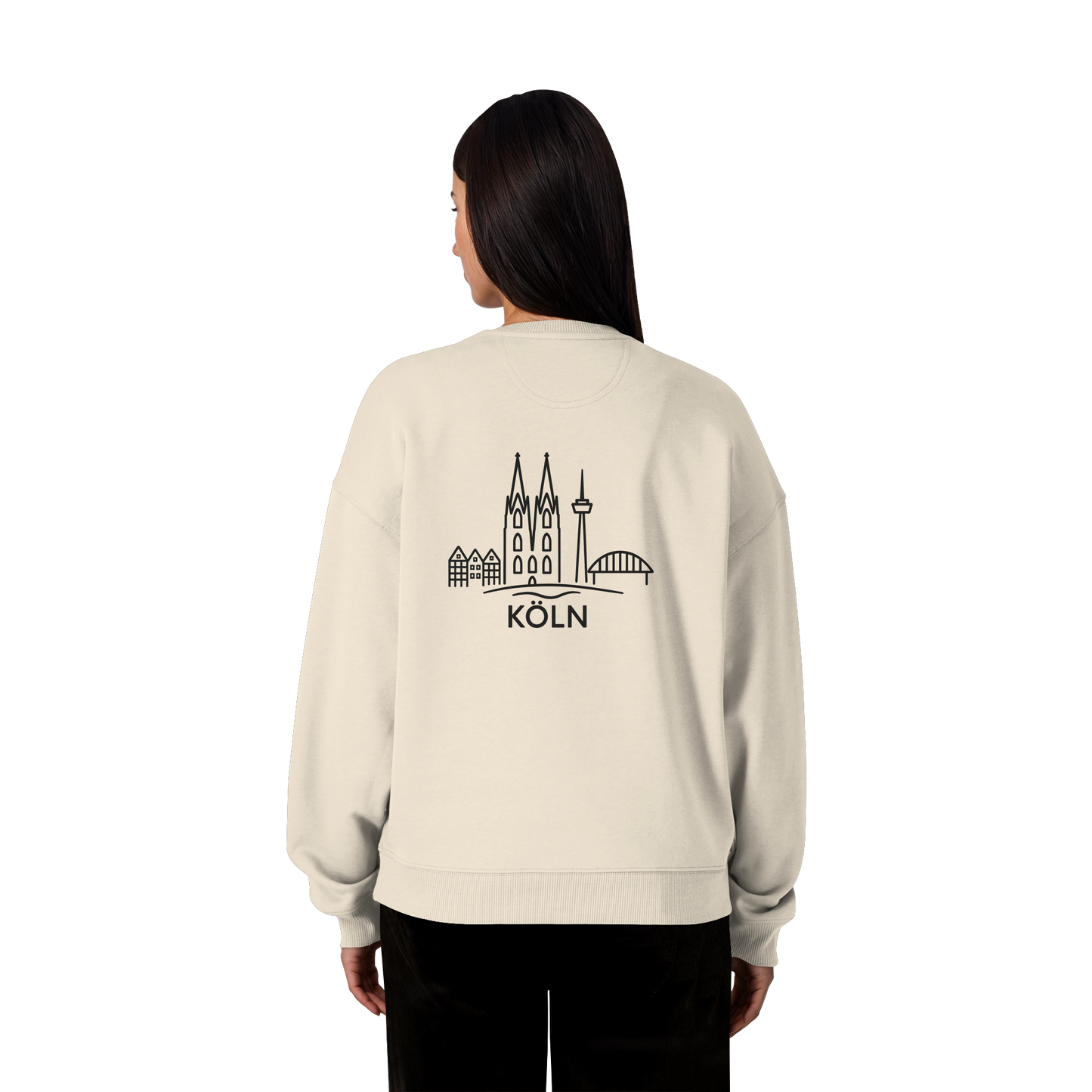 Köln Skyline (großer Druck auf dem Rücken) - Organic Oversize Sweatshirt