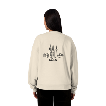 Köln Skyline (großer Druck auf dem Rücken) - Organic Oversize Sweatshirt