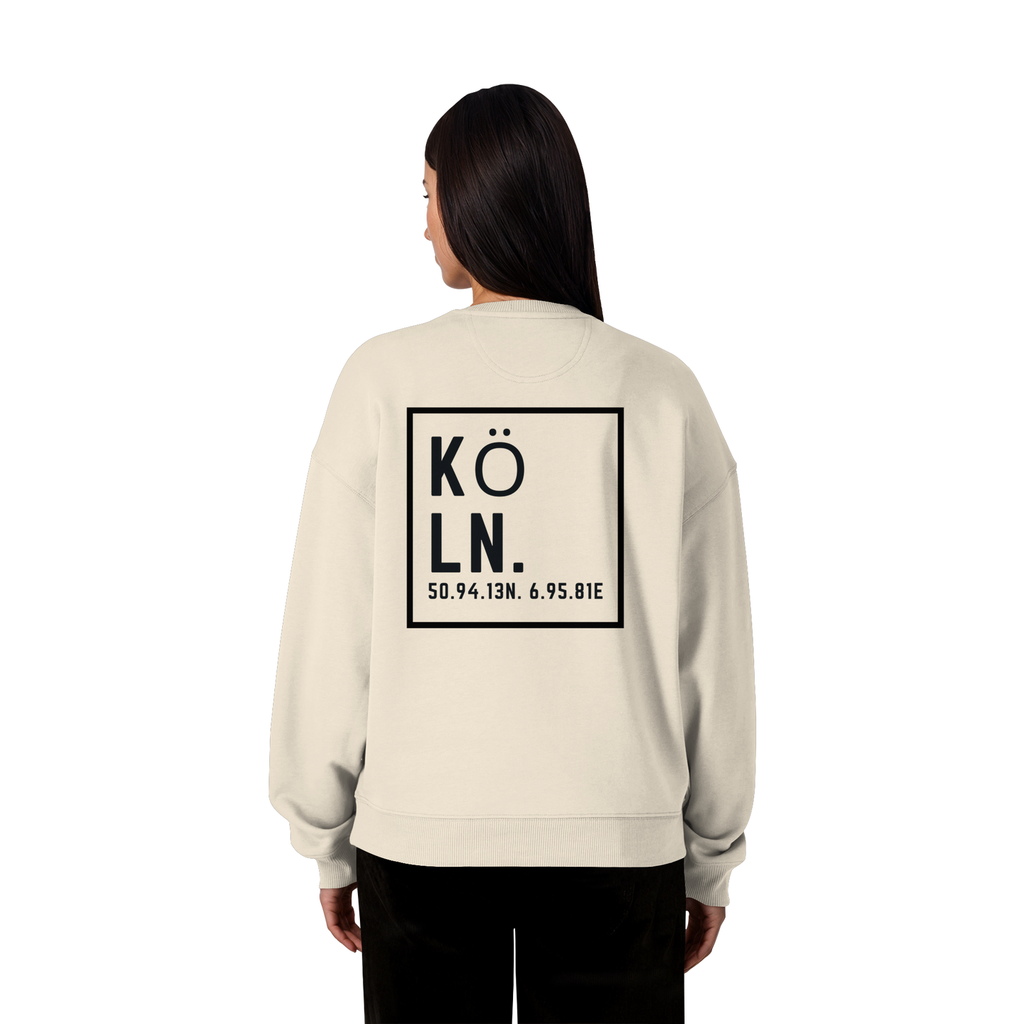 Köln Koordinaten (großer Druck auf dem Rücken) - Organic Oversize Sweatshirt