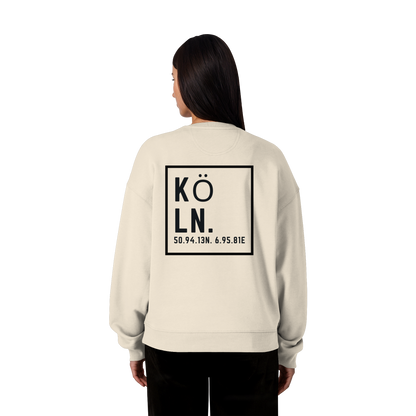 Köln Koordinaten (großer Druck auf dem Rücken) - Organic Oversize Sweatshirt