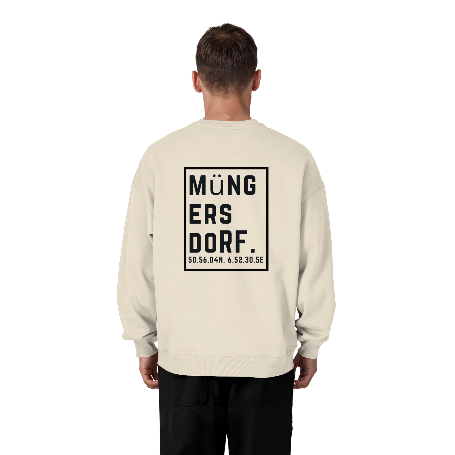 Müngersdorf Koordinaten (großer Druck auf dem Rücken) - Organic Oversize Sweatshirt