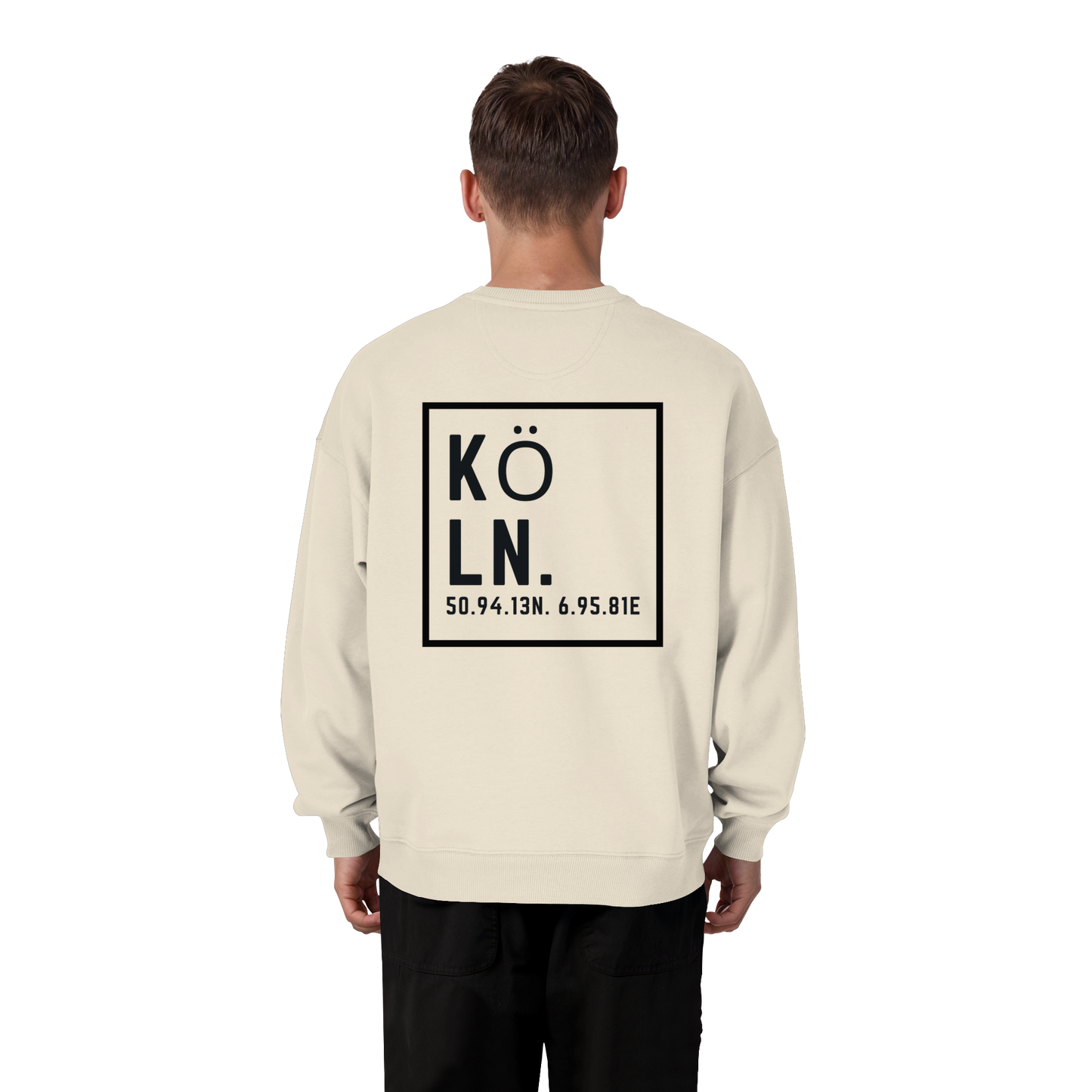 Köln Koordinaten (großer Druck auf dem Rücken) - Organic Oversize Sweatshirt