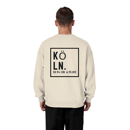 Köln Koordinaten (großer Druck auf dem Rücken) - Organic Oversize Sweatshirt