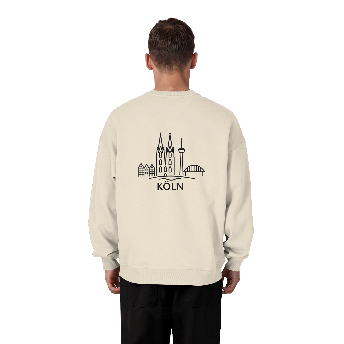 Köln Skyline (großer Druck auf dem Rücken) - Organic Oversize Sweatshirt
