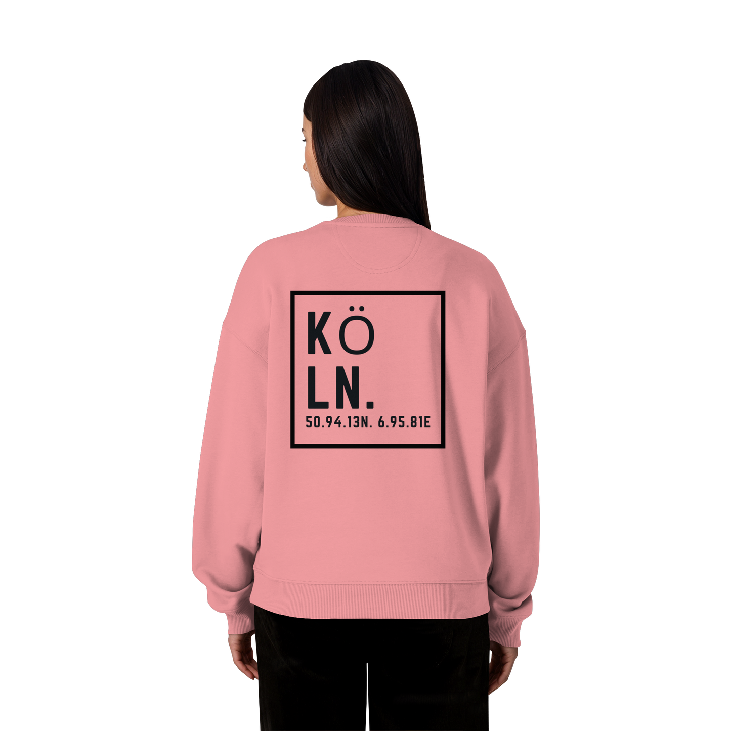 Köln Koordinaten (großer Druck auf dem Rücken) - Organic Oversize Sweatshirt
