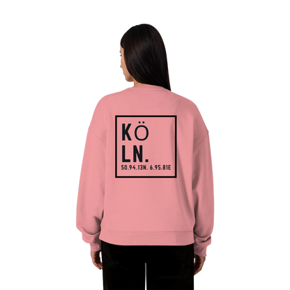 Köln Koordinaten (großer Druck auf dem Rücken) - Organic Oversize Sweatshirt