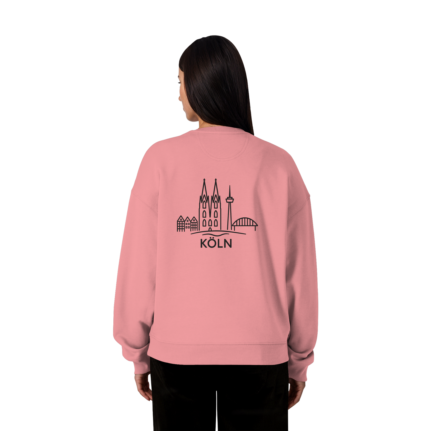 Köln Skyline (großer Druck auf dem Rücken) - Organic Oversize Sweatshirt
