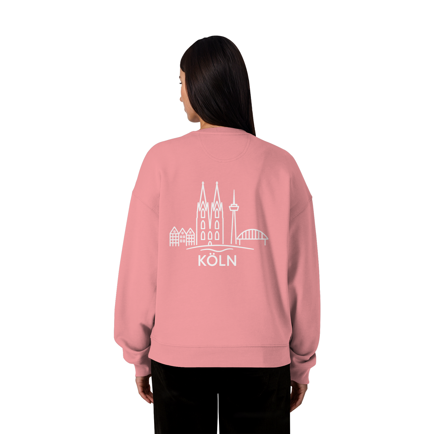 Köln Skyline (großer Druck auf dem Rücken) - Organic Oversize Sweatshirt