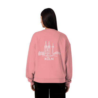 Köln Skyline (großer Druck auf dem Rücken) - Organic Oversize Sweatshirt