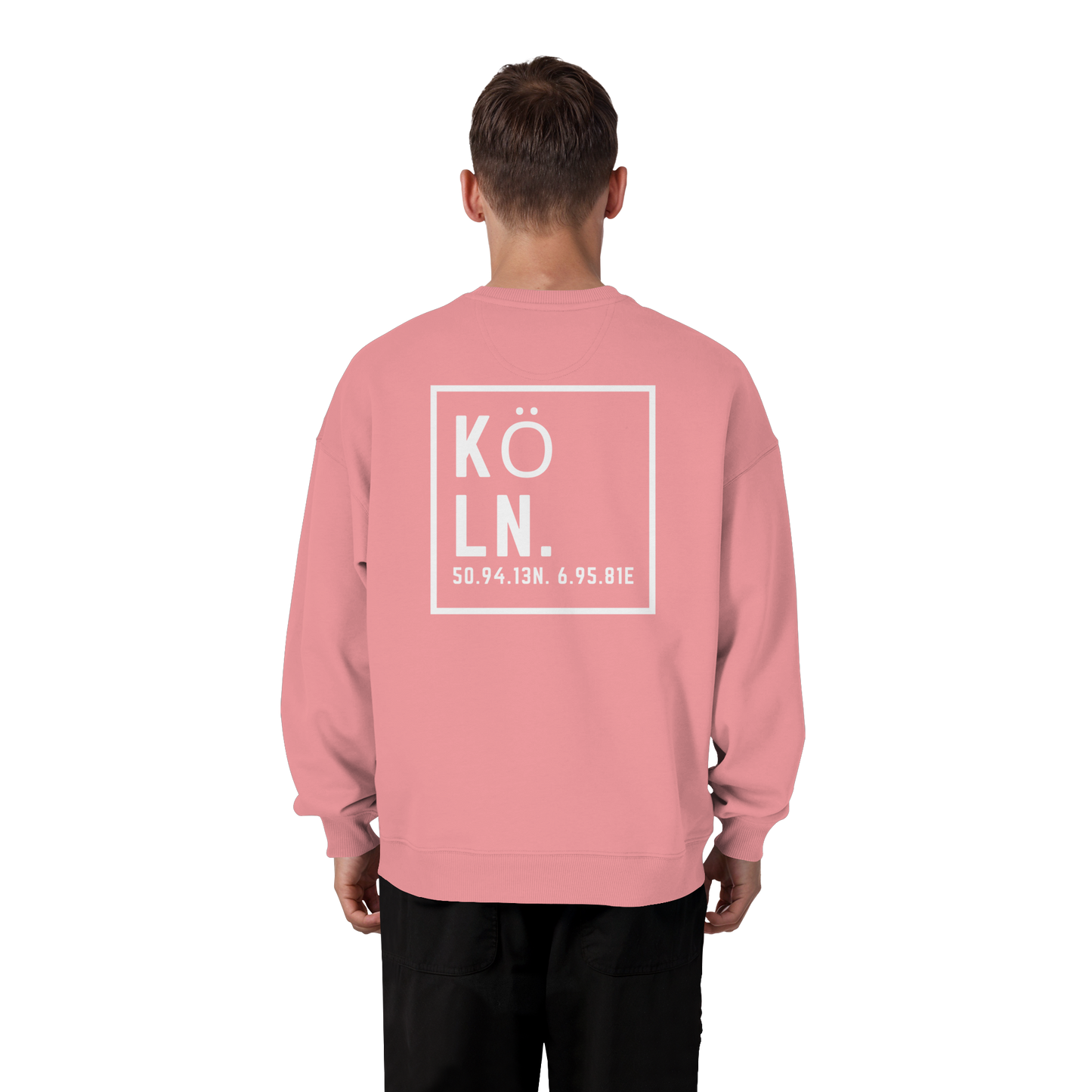 Köln Koordinaten (großer Druck auf dem Rücken) - Organic Oversize Sweatshirt