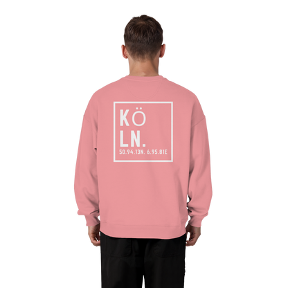 Köln Koordinaten (großer Druck auf dem Rücken) - Organic Oversize Sweatshirt