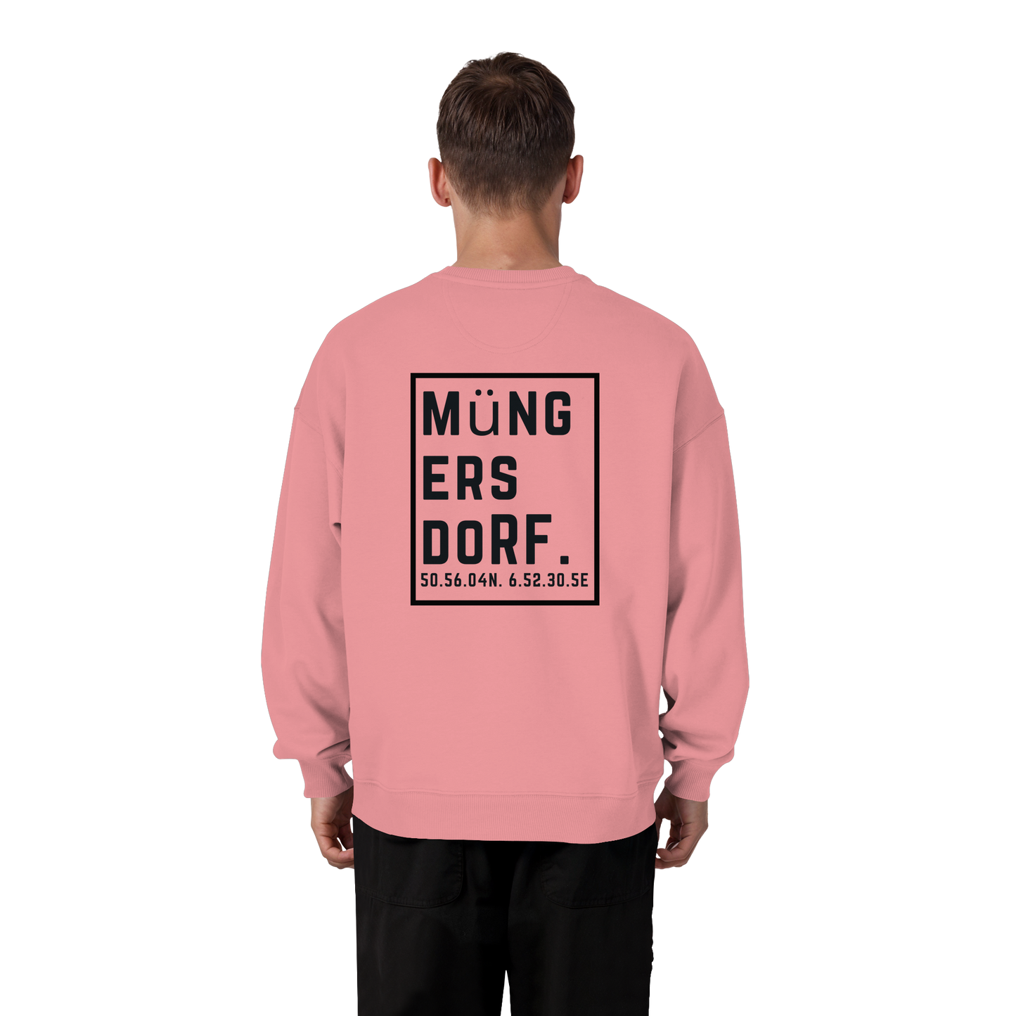 Müngersdorf Koordinaten (großer Druck auf dem Rücken) - Organic Oversize Sweatshirt
