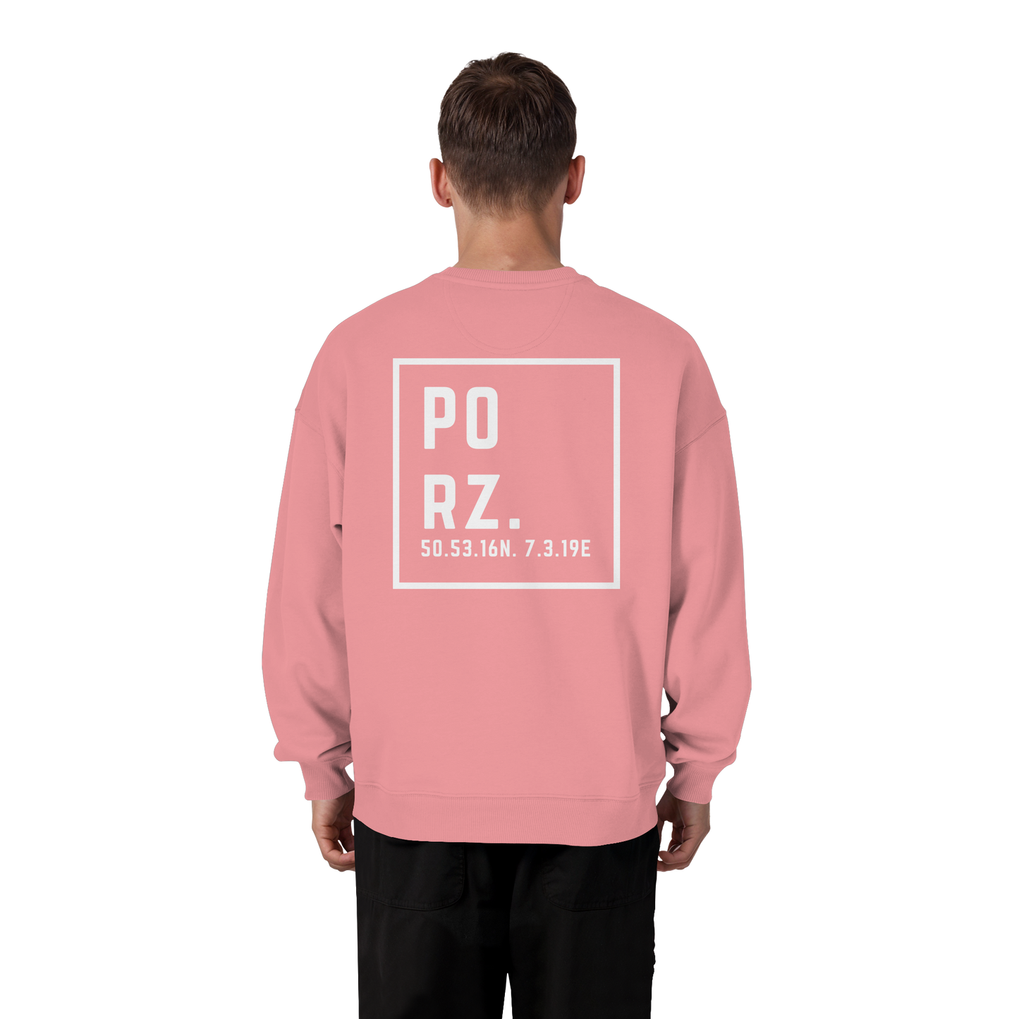 Porz Koordinaten (großer Druck Rücken) - Organic Oversize Sweatshirt