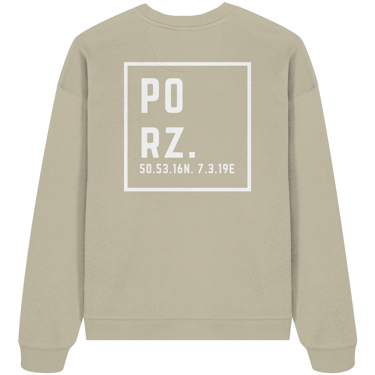Porz Koordinaten (großer Druck Rücken) - Organic Oversize Sweatshirt