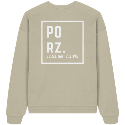 Porz Koordinaten (großer Druck Rücken) - Organic Oversize Sweatshirt