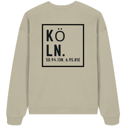 Köln Koordinaten (großer Druck auf dem Rücken) - Organic Oversize Sweatshirt