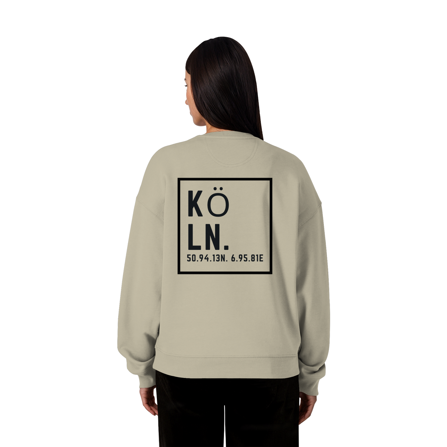 Köln Koordinaten (großer Druck auf dem Rücken) - Organic Oversize Sweatshirt