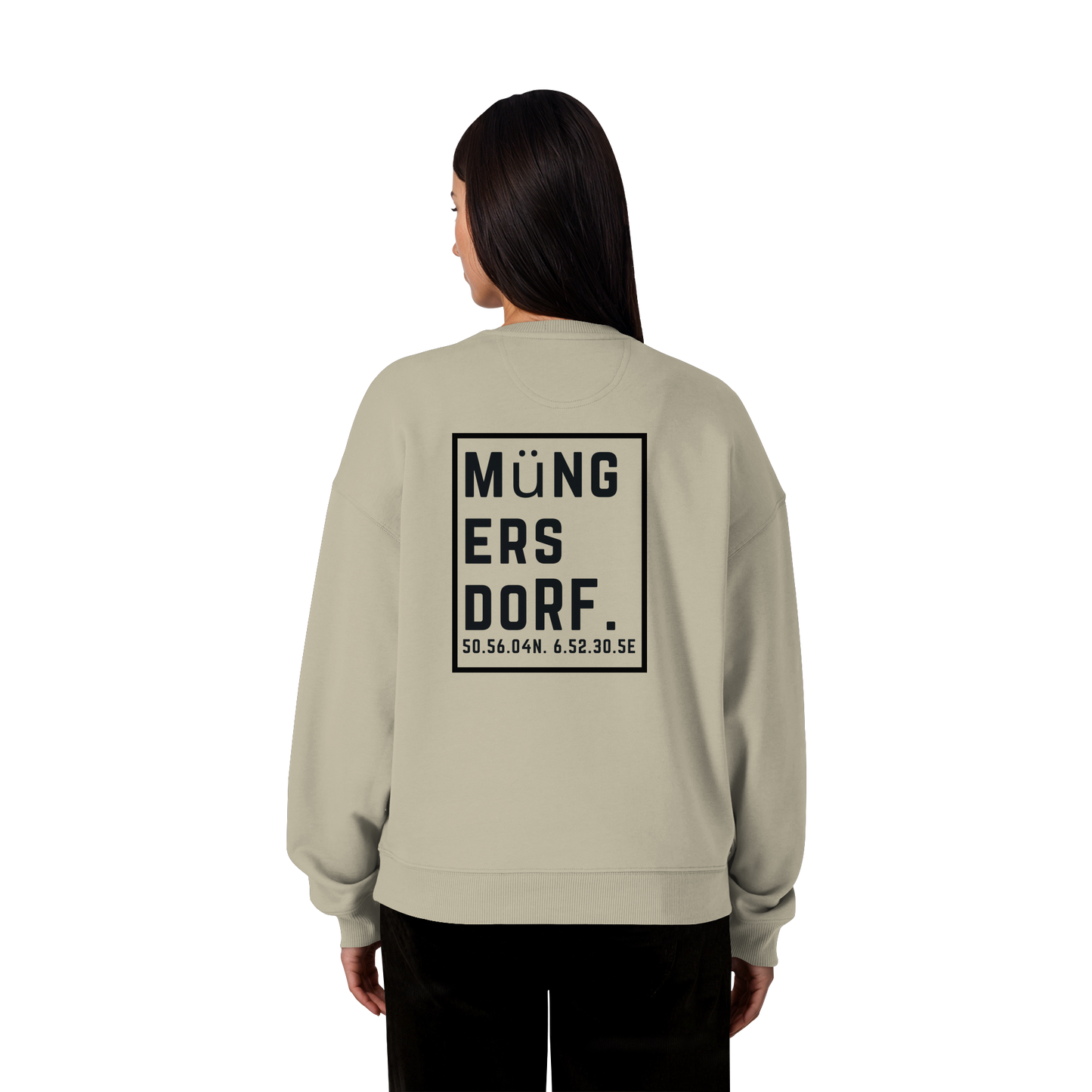Müngersdorf Koordinaten (großer Druck auf dem Rücken) - Organic Oversize Sweatshirt