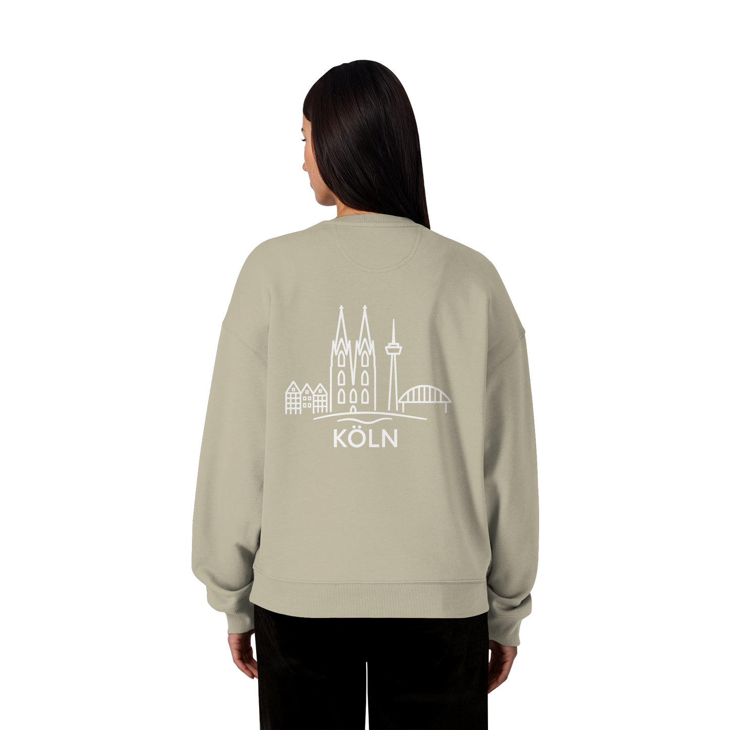 Köln Skyline (großer Druck auf dem Rücken) - Organic Oversize Sweatshirt