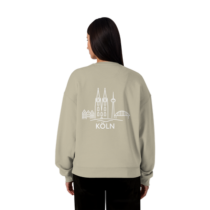 Köln Skyline (großer Druck auf dem Rücken) - Organic Oversize Sweatshirt