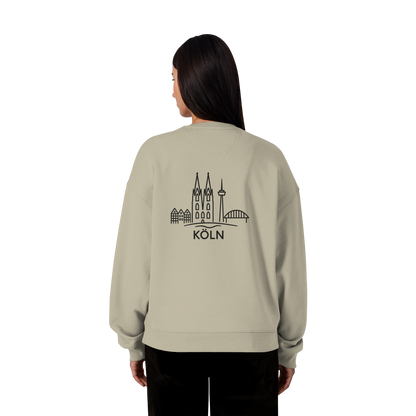 Köln Skyline (großer Druck auf dem Rücken) - Organic Oversize Sweatshirt