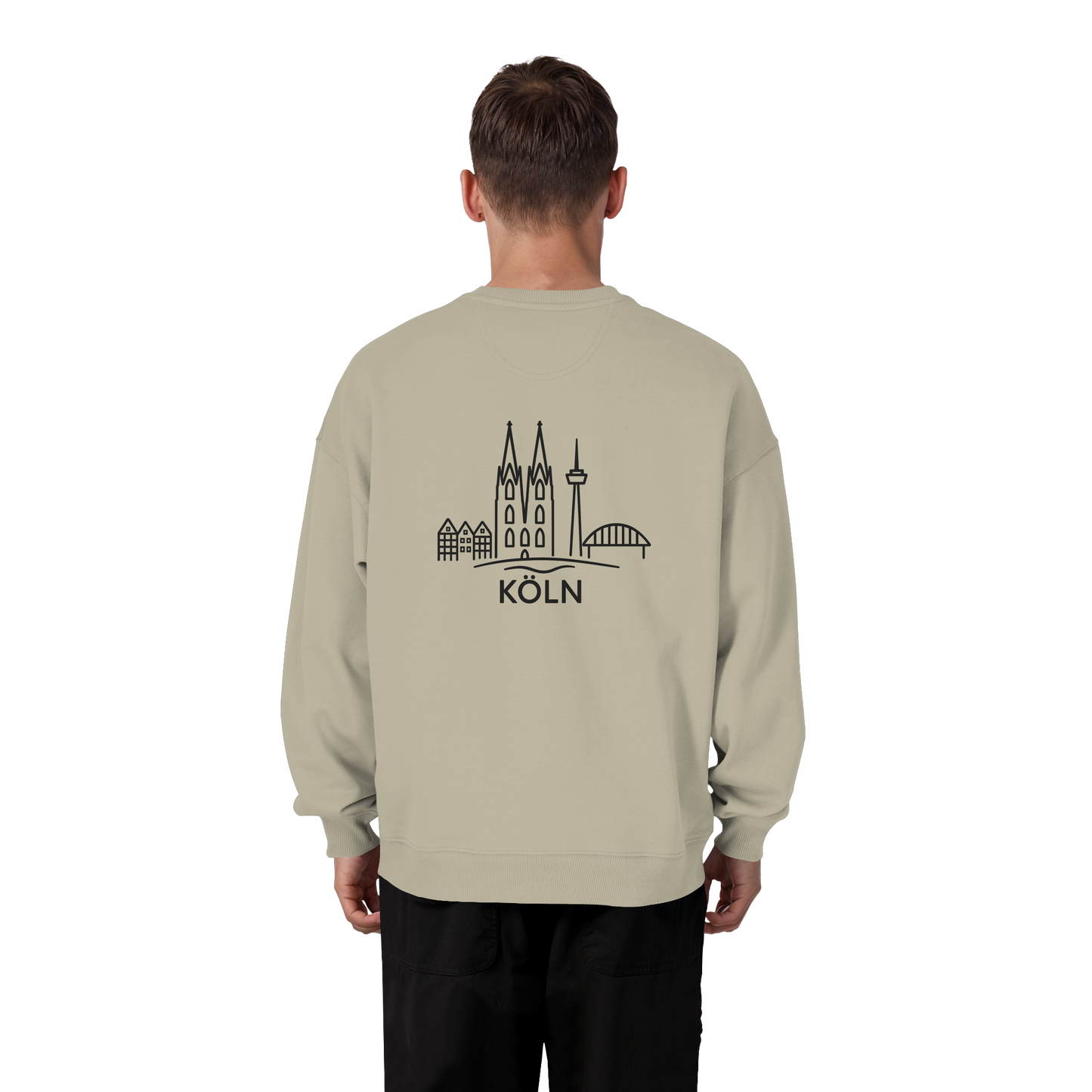 Köln Skyline (großer Druck auf dem Rücken) - Organic Oversize Sweatshirt