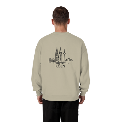Köln Skyline (großer Druck auf dem Rücken) - Organic Oversize Sweatshirt