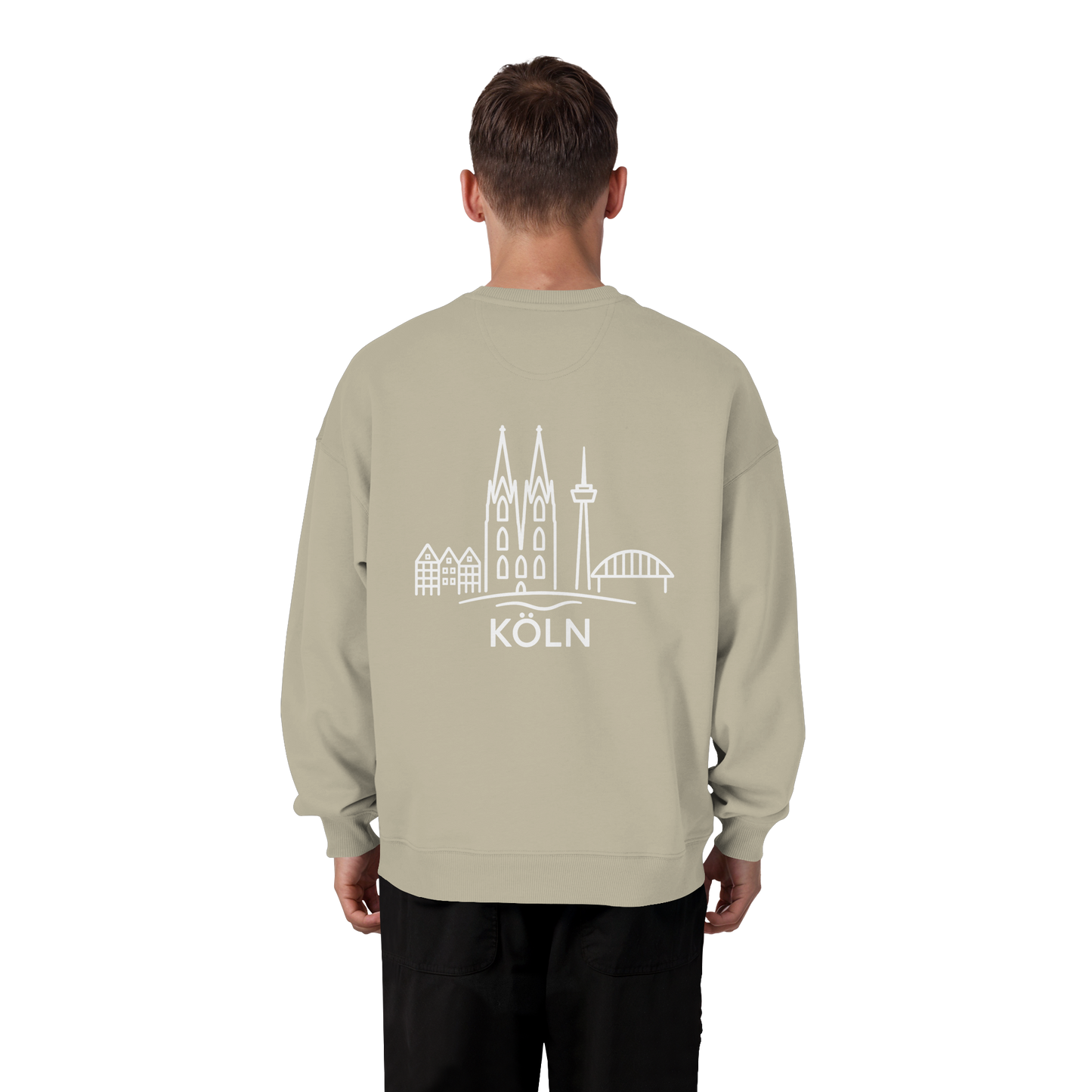 Köln Skyline (großer Druck auf dem Rücken) - Organic Oversize Sweatshirt