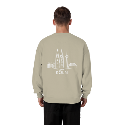 Köln Skyline (großer Druck auf dem Rücken) - Organic Oversize Sweatshirt