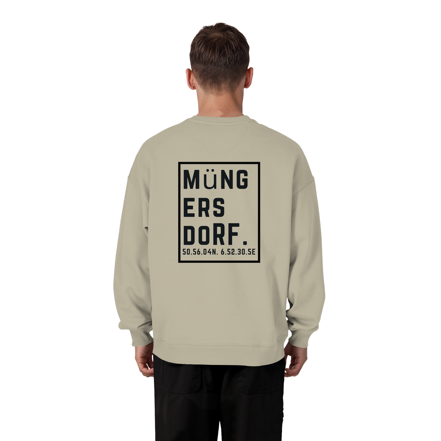 Müngersdorf Koordinaten (großer Druck auf dem Rücken) - Organic Oversize Sweatshirt