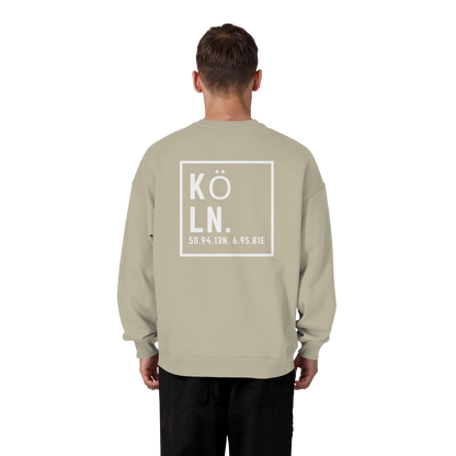 Köln Koordinaten (großer Druck auf dem Rücken) - Organic Oversize Sweatshirt