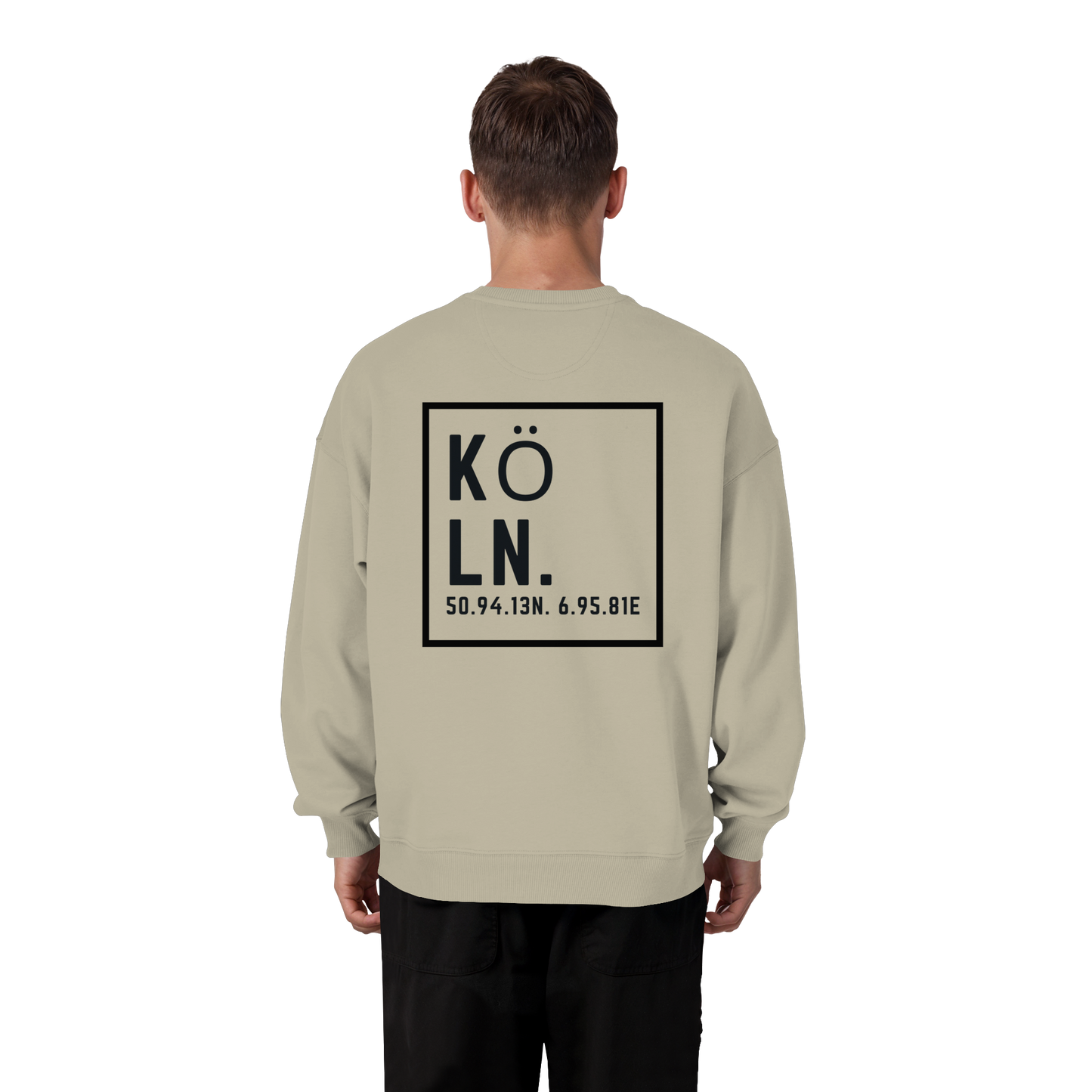 Köln Koordinaten (großer Druck auf dem Rücken) - Organic Oversize Sweatshirt