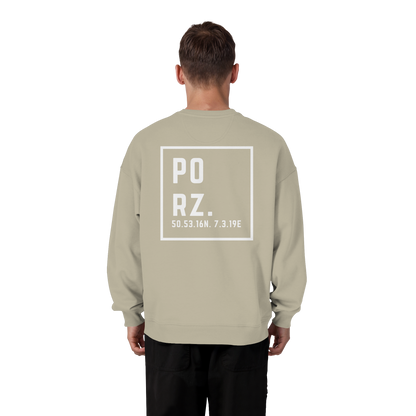 Porz Koordinaten (großer Druck Rücken) - Organic Oversize Sweatshirt