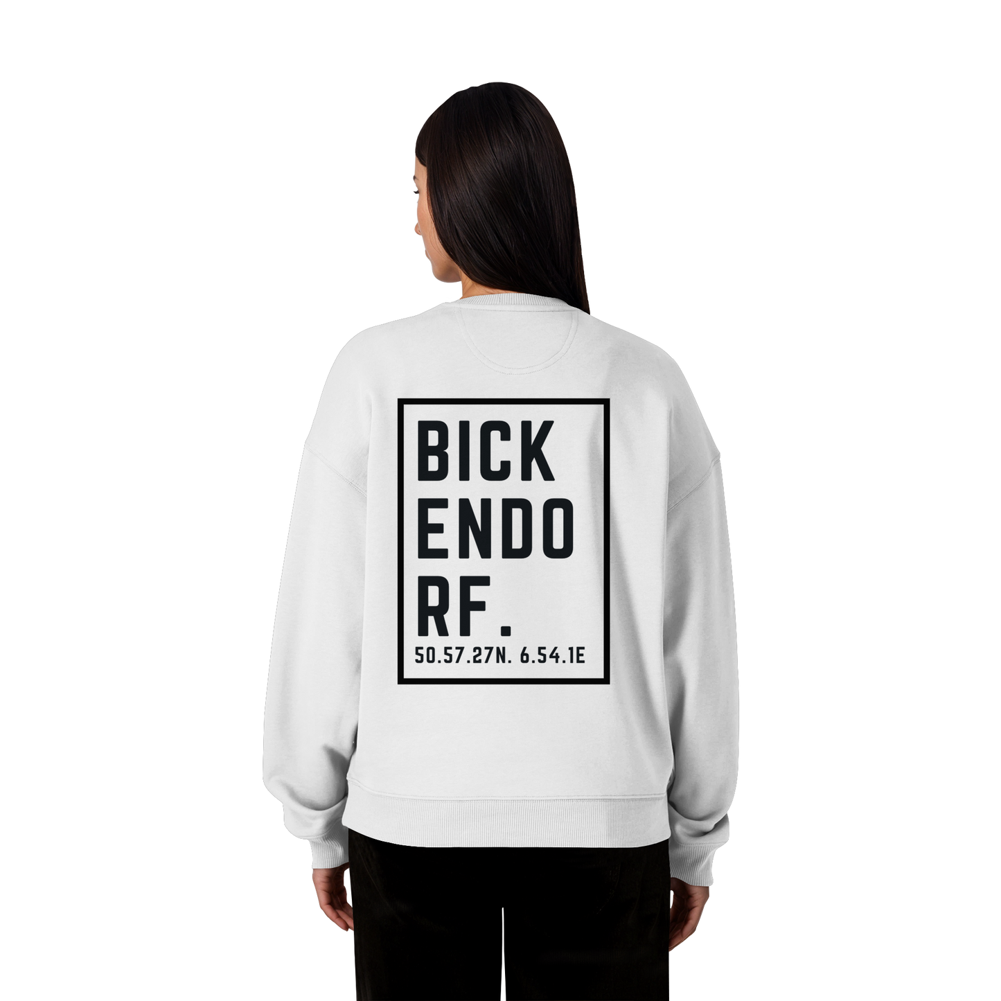 Bickendorf Koordinaten (großer Druck auf dem Rücken) - Organic Oversize Sweatshirt