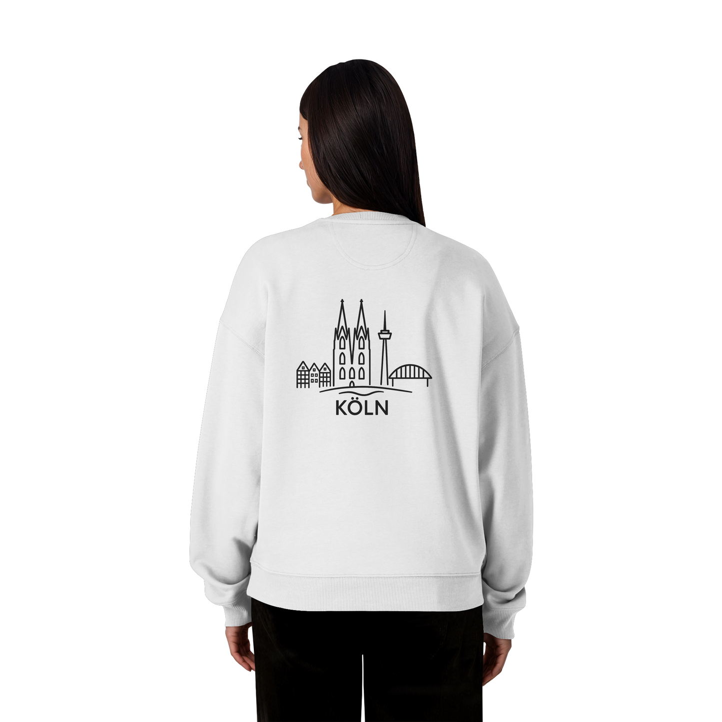 Köln Skyline (großer Druck auf dem Rücken) - Organic Oversize Sweatshirt