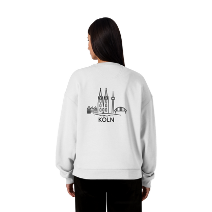 Köln Skyline (großer Druck auf dem Rücken) - Organic Oversize Sweatshirt