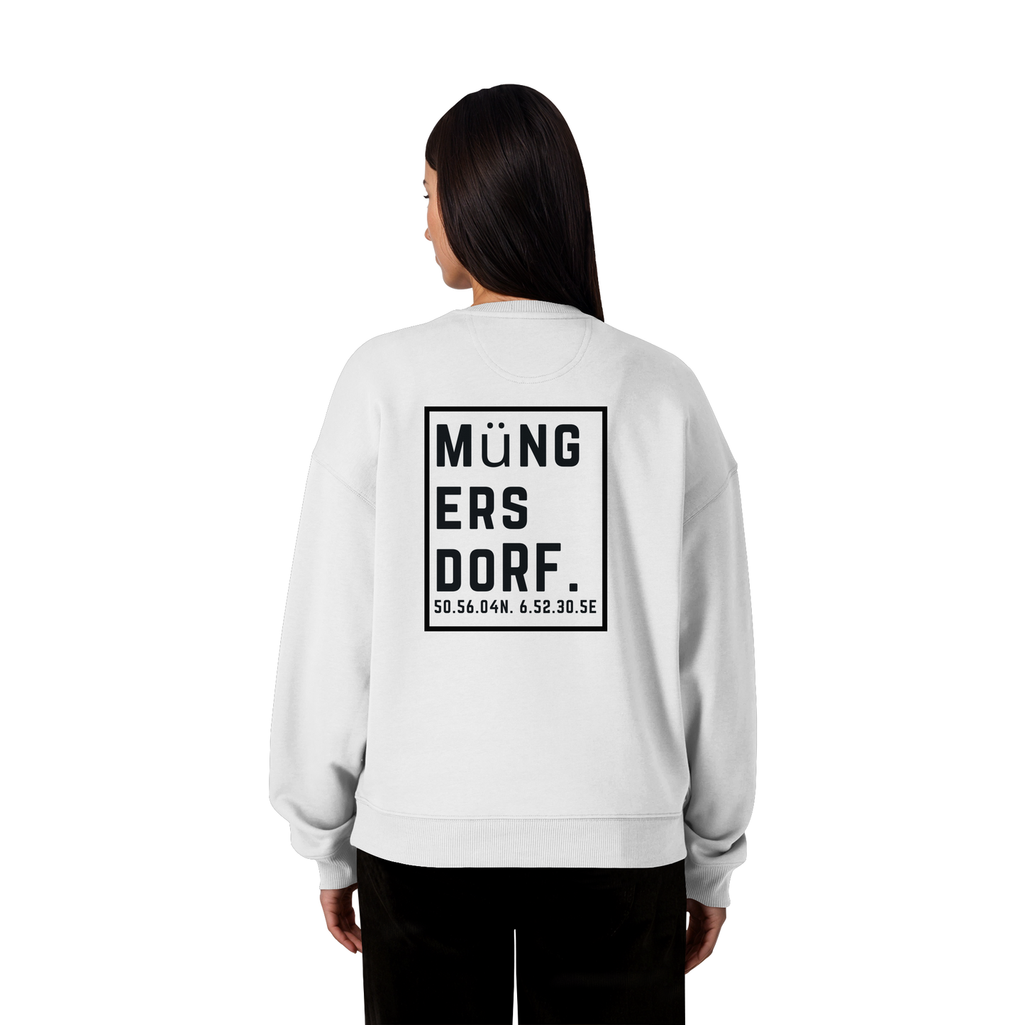 Müngersdorf Koordinaten (großer Druck auf dem Rücken) - Organic Oversize Sweatshirt