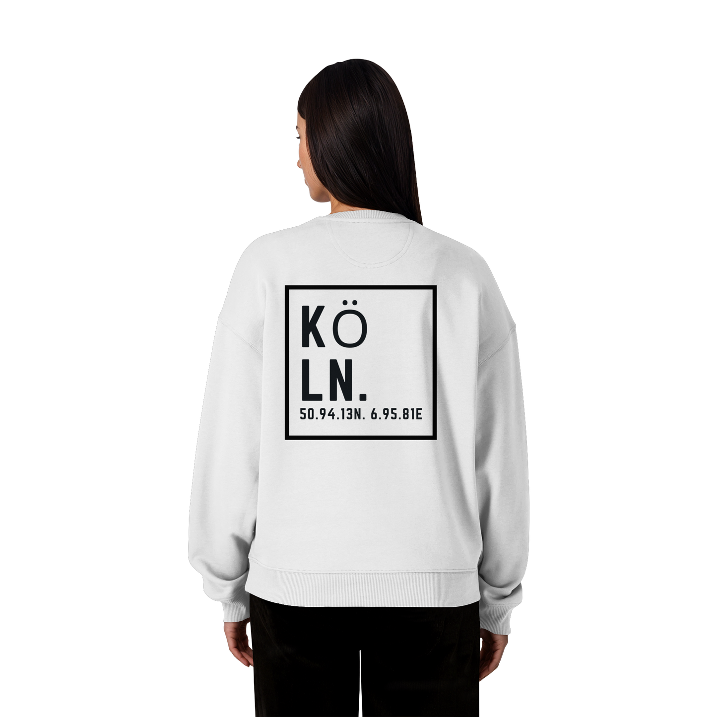 Köln Koordinaten (großer Druck auf dem Rücken) - Organic Oversize Sweatshirt