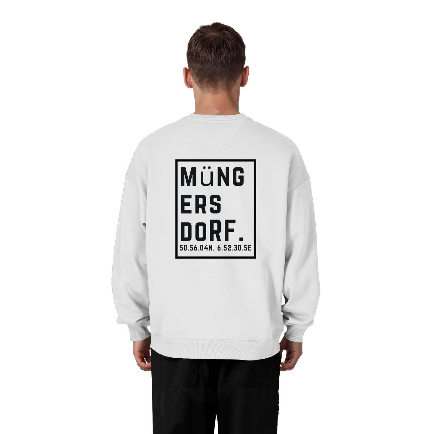 Müngersdorf Koordinaten (großer Druck auf dem Rücken) - Organic Oversize Sweatshirt