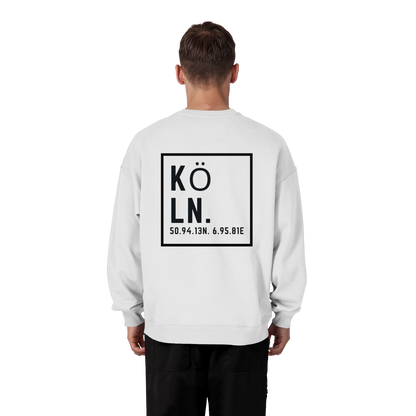 Köln Koordinaten (großer Druck auf dem Rücken) - Organic Oversize Sweatshirt