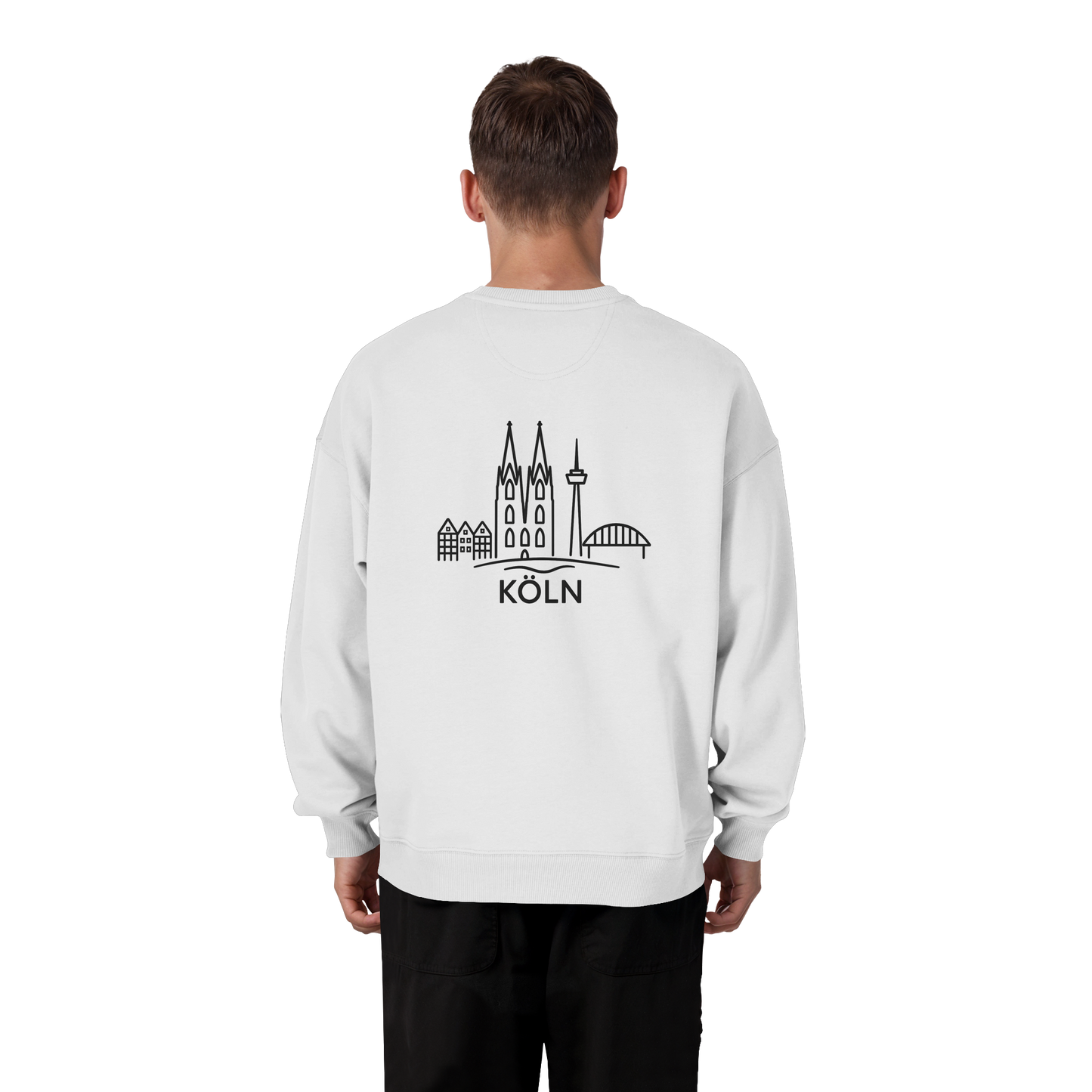 Köln Skyline (großer Druck auf dem Rücken) - Organic Oversize Sweatshirt