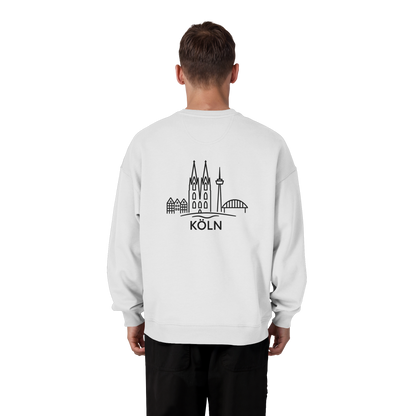 Köln Skyline (großer Druck auf dem Rücken) - Organic Oversize Sweatshirt