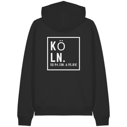 Köln Koordinaten (großer Druck auf dem Rücken) - Organic Raglan Hoodie