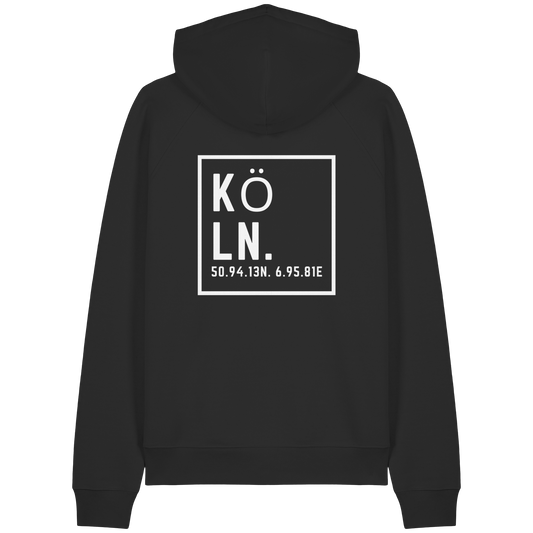Köln Koordinaten (großer Druck auf dem Rücken) - Organic Raglan Hoodie