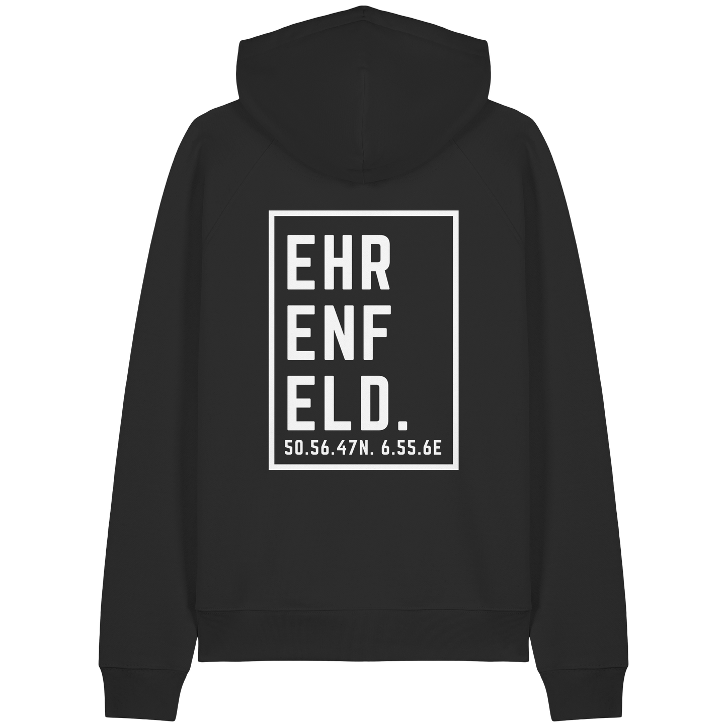 Ehrenfeld Koordinaten (großer Druck auf dem Rücken) - Organic Raglan Hoodie