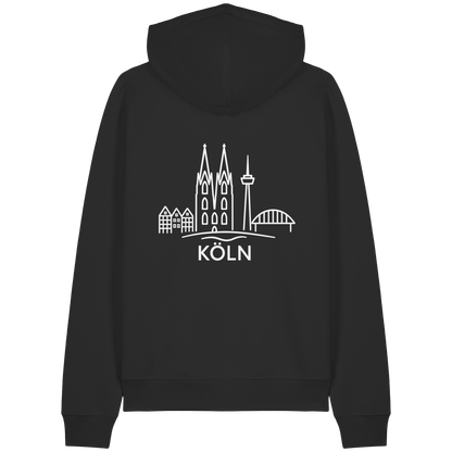 Köln Skyline (großer Druck auf dem Rücken) - Organic Raglan Hoodie