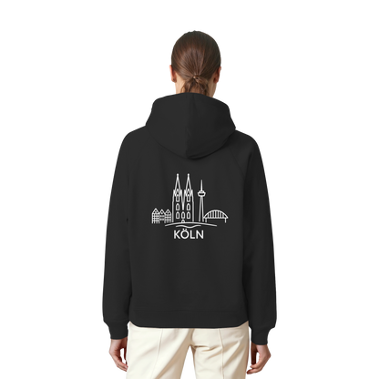 Köln Skyline (großer Druck auf dem Rücken) - Organic Raglan Hoodie